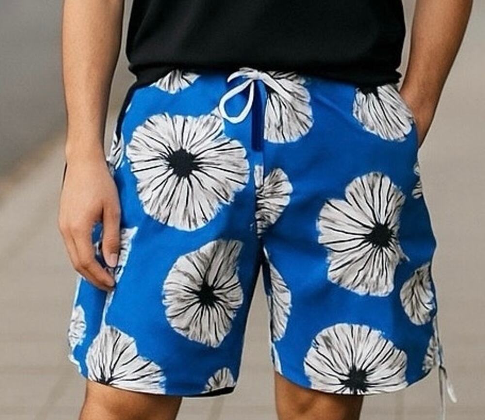 Swim Shorts Roundtree & Yorke First Wave Mesh Lined Men SZ L Blue Beach Pool